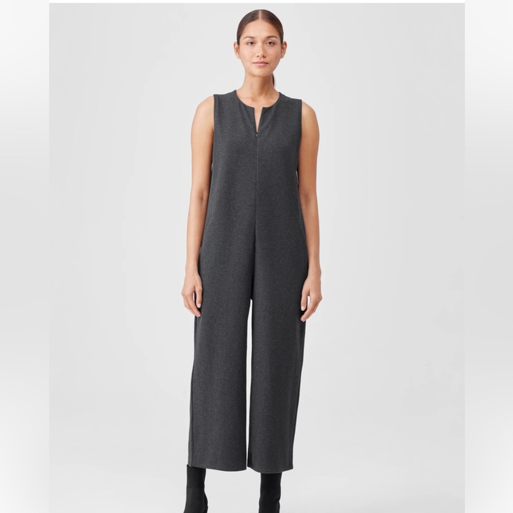 Eileen Fisher Charcoal Gray Sleeveless Wide-Leg Jumpsuit XL NWT